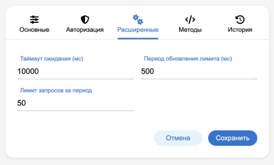 Настройки Rate limiter